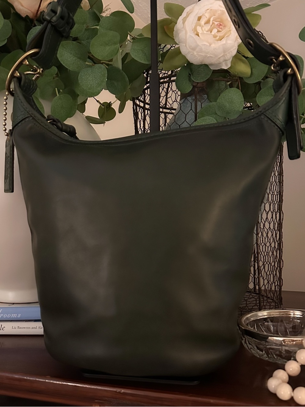 Vintage 2007 Coach Bleecker Tattersall Duffle Bucket Bag | Bottle Green - Picture 6 of 16